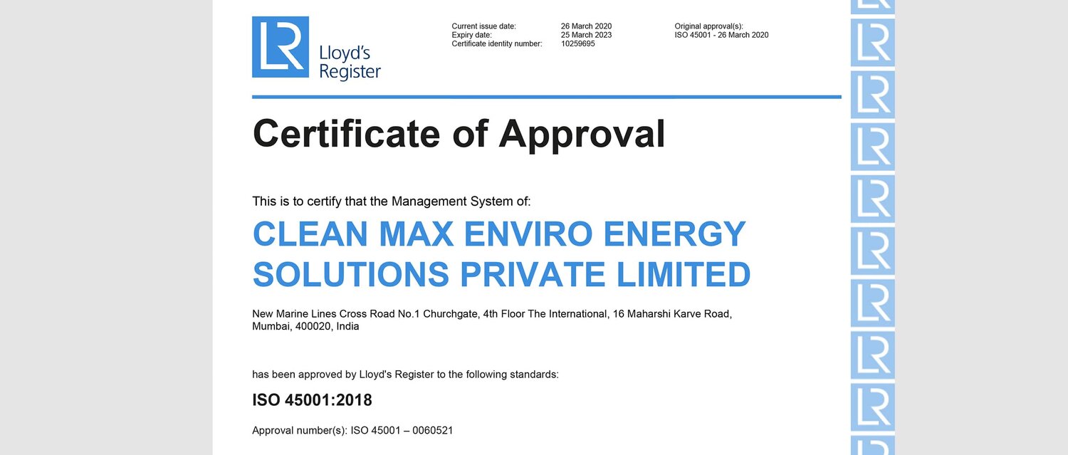 Solar Energy Company - Certificate of Approval